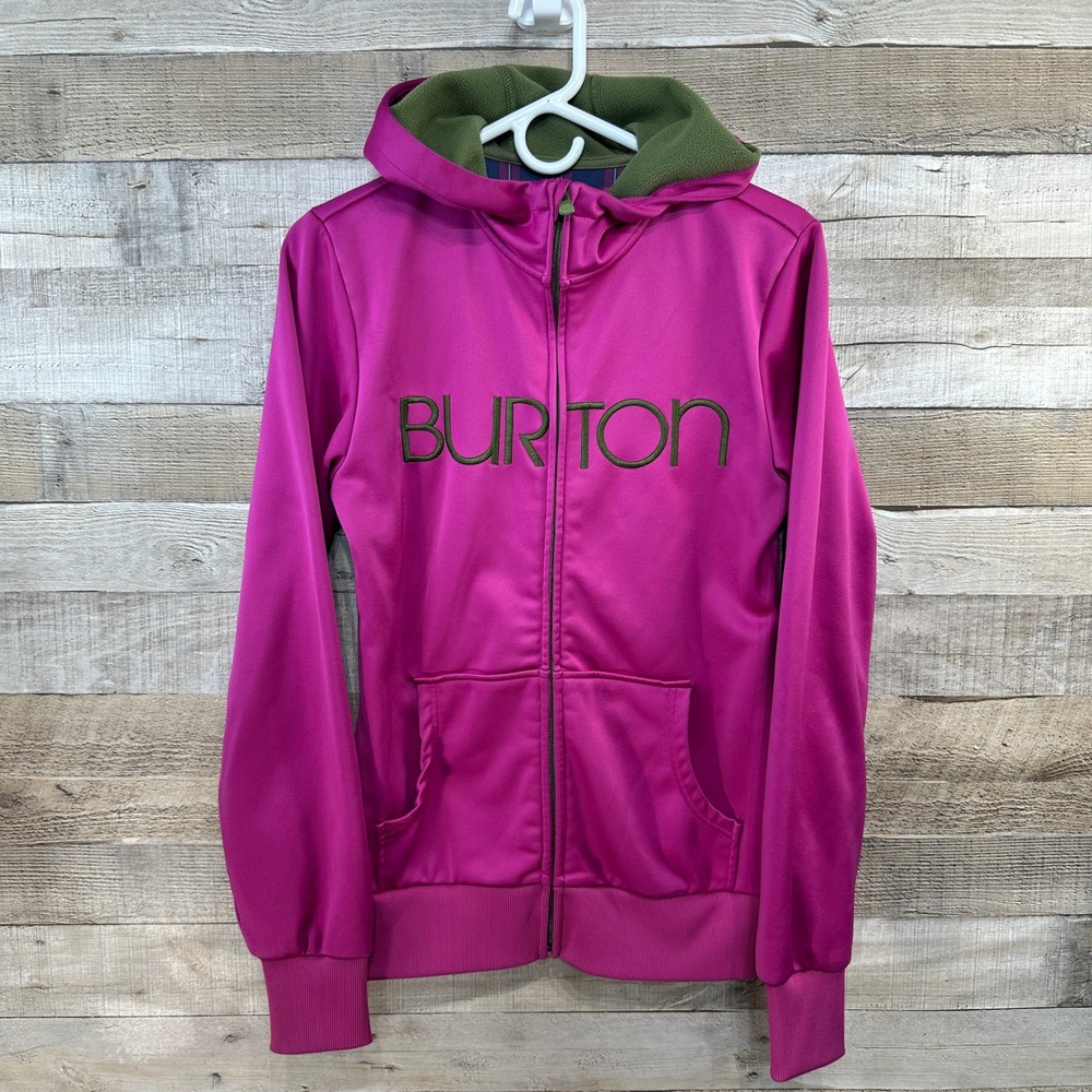 Burton DryRide Thermex Full Zip Hoodie Pink Olive Green Water Repellent Womens M